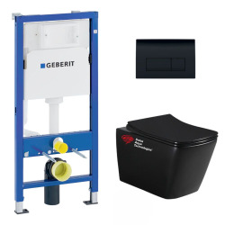 Pack WC bati-support + WC sans bride Swiss Aqua Technology + abattant SoftClose + Plaque (SBLINFIGEB7SP)