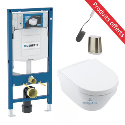 Pack WC Geberit Duofix + Cuvette Ideal Standard Tesi Aquablade + Plaque de commande Sigma01 Chrome mat