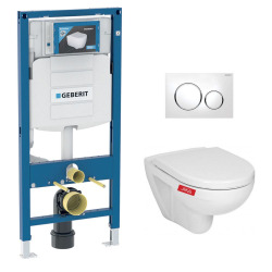 Pack WC Geberit Duofix + Cuvette Ideal Standard Tesi Aquablade + Plaque de commande Sigma20 Blanc chromé