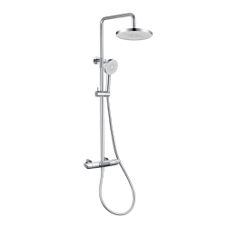 Ensemble de douche 3 jets avec mitigeur thermostatique de baignoire + douche de tête + douchette à main, chrome (SATSSTVK)