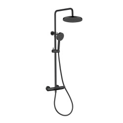 Ensemble bain/douche 3 jets avec mitigeur thermostatique de baignoire + douche de tête + douchette à main, noir mat (SATSSTVKC)