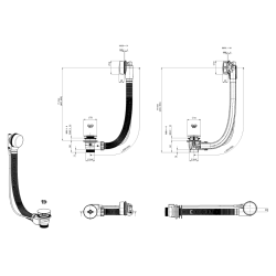  Project ensemble de vidage complet 60 cm pour baignoire, chrome (SATAVAPRO1)