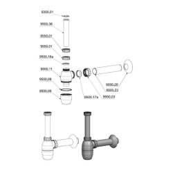 Multi siphon de lavabo 5/4″ DN40, pour mitigeur monocommande avec système de vidage, blanc (E560)  Multi siphon de lavabo 5/4″ DN40, pour mitigeur monocommande avec système de vidage, blanc (E560)