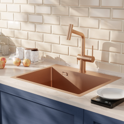  Timeless 55x45x21 cm évier encastrable en inox 304 + mitigeur inox avec douchette extractible, cuivre brossé (TMLKST-5545BCP-M1)