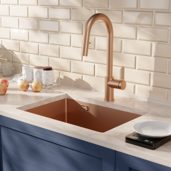 Timeless 55x45x21 cm évier sous plan en inox 304 + mitigeur inox avec douchette extractible, cuivre brossé (TMLKSU-5545BCP-M2)  Timeless 55x45x21 cm évier sous plan en inox 304 + mitigeur inox avec douchette extractible, cuivre brossé (TMLKSU-5545BCP-M2)