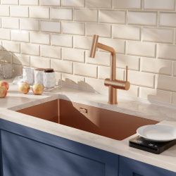 Timeless 68x45x21 cm évier sous plan en inox 304 + mitigeur inox avec douchette extractible, cuivre brossé (TMLKSU-6845BCP-M1)  Timeless 68x45x21 cm évier sous plan en inox 304 + mitigeur inox avec douchette extractible, cuivre brossé (TMLKSU-6845BCP-M1)