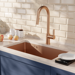 Timeless 68x45x21 cm évier sous plan en inox 304 + mitigeur inox avec douchette extractible, cuivre brossé (TMLKSU-6845BCP-M2)  Timeless 68x45x21 cm évier sous plan en inox 304 + mitigeur inox avec douchette extractible, cuivre brossé (TMLKSU-6845BCP-M2)