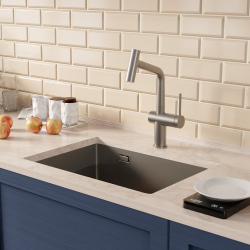Timeless 55x45x21 cm évier sous plan inox 304 + mitigeur inox avec douchette extractible, gun metal brossé (TMLKSU-5545BGM-M1)  Timeless 55x45x21 cm évier sous plan inox 304 + mitigeur inox avec douchette extractible, gun metal brossé (TMLKSU-5545BGM-M1)
