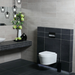 Pack WC bâti Swiss Aqua Technologies + cuvette Suspendu sans bride Swiss Aqua Technologies + plaque blanche (STESTBRWR01-FR)