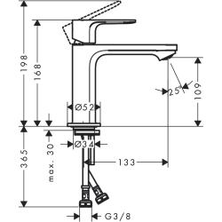 Hansgrohe Rebris S mitigeur de lavabo sans vidange chrome 72520000