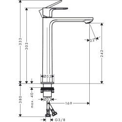 Hansgrohe Rebris S mitigeur lavabo haut sans bec chromé 72582000