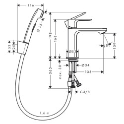 Hansgrohe Rebris S mitigeur de lavabo avec bidet douche chromé 72215000