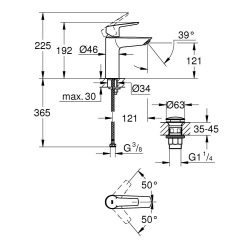 GROHE Start mitigeur de lavabo avec clic-clack noir mat 242042432