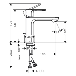 Hansgrohe Rebris E mitigeur de lavabo sans vidange chrome 72560000