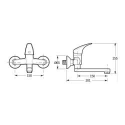  Jika Talas mitigeur de lavabo avec bras pivotant 150 mm chrome H3111N70042201