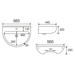  Lavabo suspendu SAT Project 56,5x44 cm trou de robinetterie au centre (SATUMPRO5646)