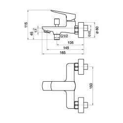  Mitigeur de salle de bain Novaservis Nobles EGO sans garniture de douche 150 mm noir 43020/1,5