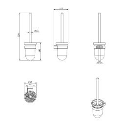  Project brosse WC fabriqué en métal et verre, noir (SATDPROJ37MC)