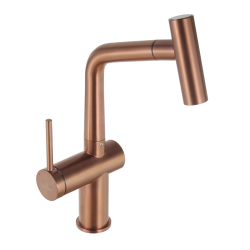 Timeless mitigeur d'évier à levier en acier inoxydable avec bec extractible, monotrou, cuivre brossé (TMLKF185BCP)