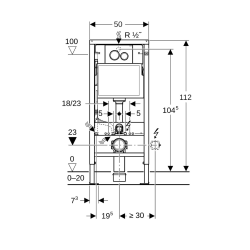 Pack Autoportant Bâti-support Duofix 112cm + Plaque de commande Chrome Delta20 + fixations murales (458.134.21.2)