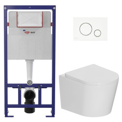 Pack WC bâti-support léger 112 cm ECO 2L Swiss Aqua Technologies + WC suspendu Ceramia + plaque blanc/chrome (STECE14WT03-FR)