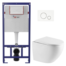 Pack WC bâti ECO 2L Swiss Aqua Technologies + cuvette suspendu Swiss Aqua Technologies + plaque blanche (STEST67WR03-FR)