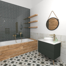 60x60 cm miroir suspendu rond en métal, inspiration scandinave, noir mat (ZLAN60C)