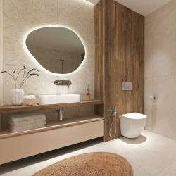 Miroir lumineux LED irrégulier l.80 x H.80 cm avec capteur tactile SAT (SATZASLED80)