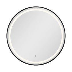 70x70 cm miroir suspendu rond avec éclairage LED et capteur, noir (SATZKULED70CE)