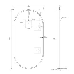 Miroir ovale 40x80 cm avec cadre en aluminium noir B-Way (ZBWOV8040C)