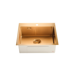 Timeless Évier de cuisine encastrable inox 304, 1 bac , 55x45x21 cm, Or brossé PVD