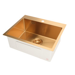 Timeless Évier de cuisine encastrable inox 304, 1 bac , 55x45x21 cm, Or brossé PVD