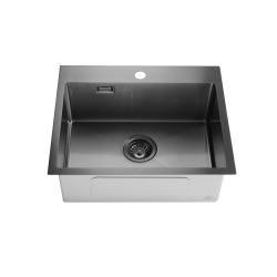 Timeless Évier de cuisine encastrable inox 304, 1 bac, 55x45x21 cm, Gun Metal brossé PVD