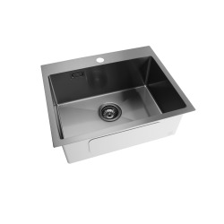 Timeless Évier de cuisine encastrable inox 304, 1 bac, 55x45x21 cm, Gun Metal brossé PVD
