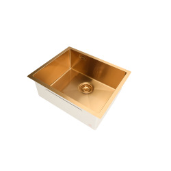 Timeless Évier de cuisine sous plan inox 304, 1 bac , 55x45x21 cm, Or brossé PVD