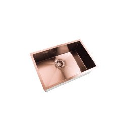 Timeless Évier de cuisine sous plan inox 304, 1 bac, 68x45x21 cm, Cuivre brossé PVD