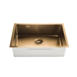 Timeless Évier de cuisine sous plan inox 304, 1 bac , 68x45x21 cm, Or brossé PVD