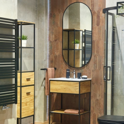  B-Way 120x60 cm miroir suspendu ovale, cadre en aluminium, noir (ZBWOV12060C)