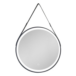 Miroir de salle de bain rond LED 60 cm avec capteur tactile et cadre en métal noir SAT (SATZREMLED60CE)