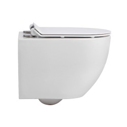 PixL WC suspendu en céramique Vortex , fixations invisibles + abattant Soft-Close, Blanc brillant (CEPX010RTORP)