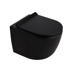 Ceramia PixL WC suspendu en céramique Tornado Quiet Flush, fixations invisibles + abattant Soft-Close, Noir mat (CEPX010RTORPBKM)