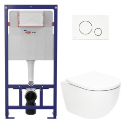 Pack WC bâti ECO 2L Swiss Aqua Technologies + cuvette suspendu Swiss Aqua Technologies + plaque blanche (STESTFUWT03-FR)