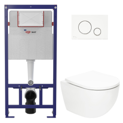 Pack WC bâti ECO 2L Swiss Aqua Technologies + cuvette suspendu Swiss Aqua Technologies + plaque blanche (STESTFUWT03-FR)