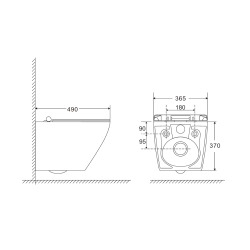 S-Line Pro WC suspendu sans bride Vortex en céramique avec abattant SoftClose et fixations invisibles, blanc (WC01T)