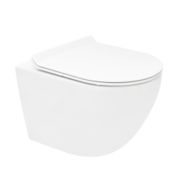 S-Line Pro WC suspendu sans bride Tornado Flush en céramique avec abattant SoftClose et fixations invisibles, blanc (WC01T)