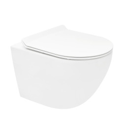 S-Line Pro WC suspendu sans bride Tornado Flush en céramique avec abattant SoftClose et fixations invisibles, blanc (WC01T)