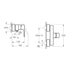  Mitigeur de douche VitrA Root Round sans kit de douche 150 mm chrome A42726