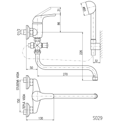  Mitigeur salle de bain RAV SLEZÁK Sázava avec garniture de douche 100 mm chrome SA056.0/1