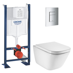 Pack WC bâti-support autoportant Rapid SL + WC suspendu Roca avec abattant SoftClose + plaque chrome (GRRROGAWR01-U)