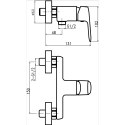  Mitigeur de douche Novaservis Titania Cosmos avec garniture de douche 150 mm chrome 90261,0